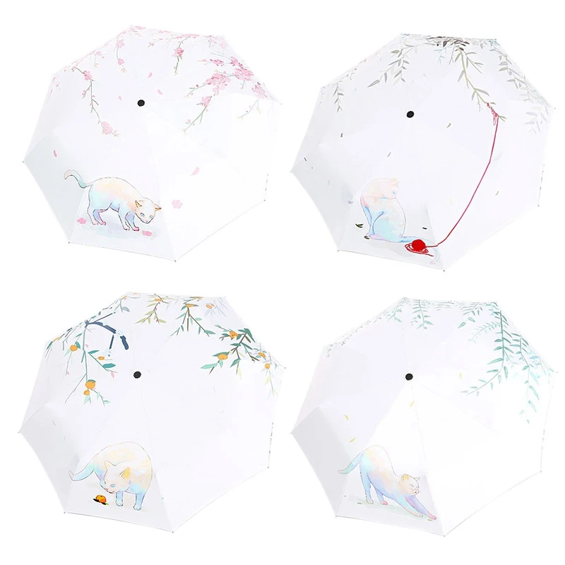 Sun Umbrella Rain Three Folding Umbrella Lovely Cat Female Parasol Gifts Four Seasons Cat Illustration Umbrella
Sun Umbrella Rain Three Folding Umbrella Lovely Cat Female Parasol Gifts Four Seasons Cat Illustration Umbrella