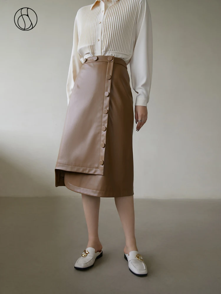 DUSHU Women Leather Skirts Buttons Design Irregular Skirt High Waist Casual Straight PU Leather Skirts Coffee Temperament Skirts
DUSHU Women Leather Skirts Buttons Design Irregular Skirt High Waist Casual Straight PU Leather Skirts Coffee Temperament Skirts