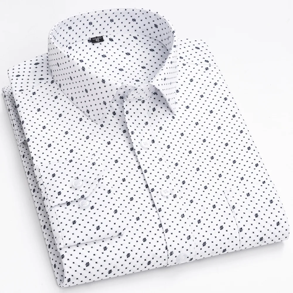 Men's Classic Lon Sleeve Print/striped Basic Dress Sirts Sinle Patc Pocket 65% Cotton Business Standard-fit Office Sirt
Men's Classic Lon Sleeve Print/striped Basic Dress Sirts Sinle Patc Pocket 65% Cotton Business Standard-fit Office Sirt