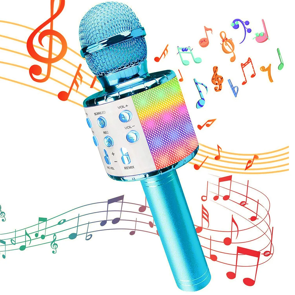 

Беспроводной микрофон для караоке, Bluetooth-совместимый ручной динамик, домашний KTV-плеер с танцующими фотографиями, функцией записи
