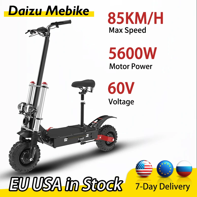 Electric Scooter 60V 5600W Powerful 11'' Off-road Tires Dual Motors Electric Scooter for Adults 80KM/H Max Speed Off Road
Electric Scooter 60V 5600W Powerful 11'' Off-road Tires Dual Motors Electric Scooter for Adults 80KM/H Max Speed Off Road