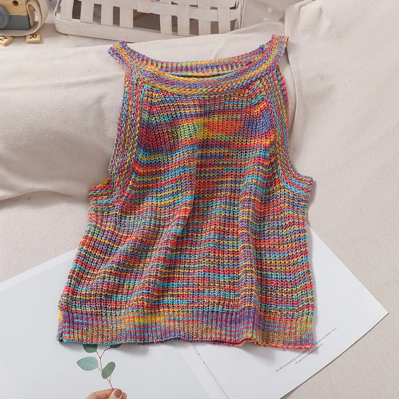 Summer Knitted Cropped Feminino Sleeveless Striped Slim Thin Knit Tank Tops Sweet Casual Short Fashion Halter Camisole Female
Summer Knitted Cropped Feminino Sleeveless Striped Slim Thin Knit Tank Tops Sweet Casual Short Fashion Halter Camisole Female