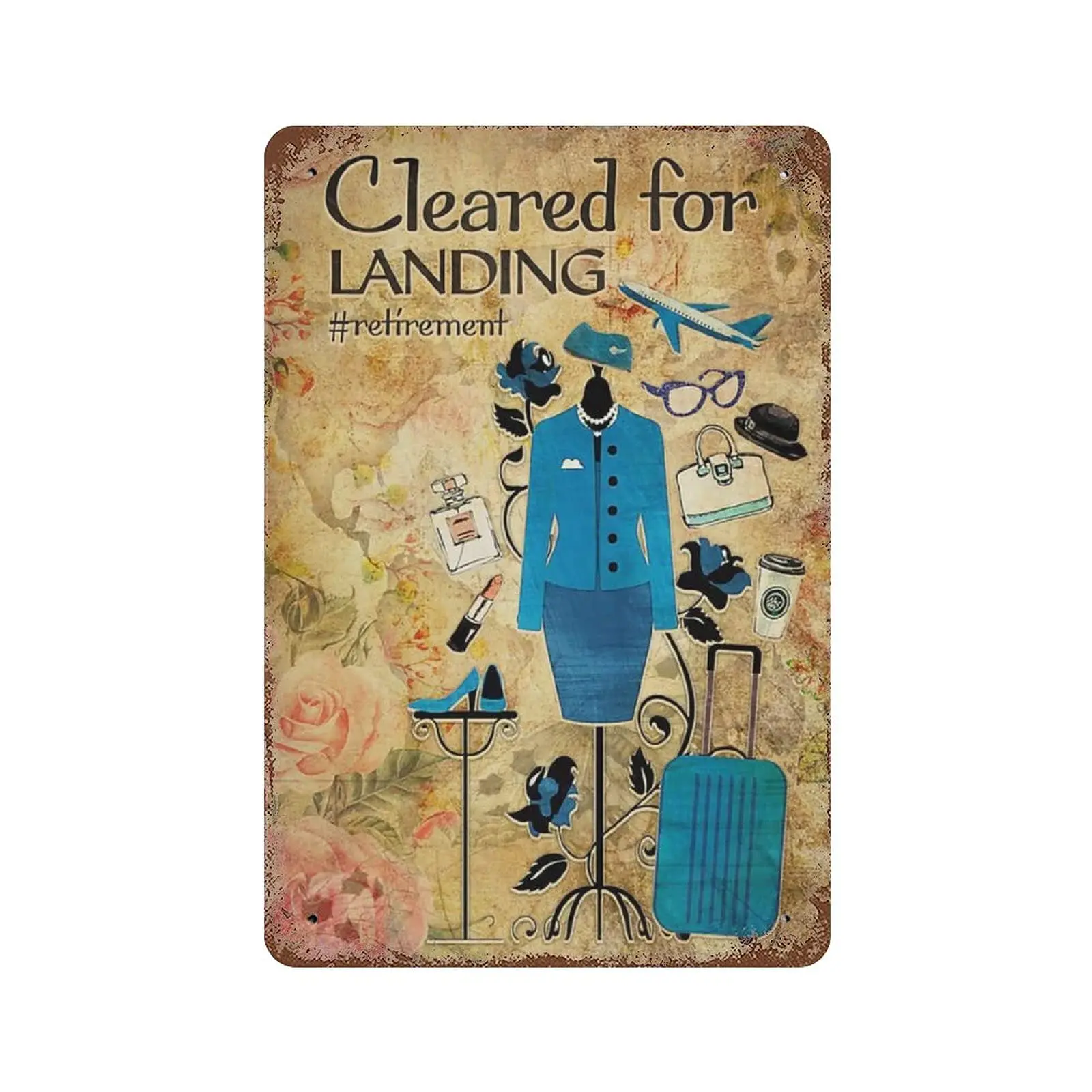 Vintage Metal Tin Sign Plaque,Cleared for Landing Retirement Flight Attendants Tin Sign,Man cave Pub Club Cafe Home Decor Plate,
Vintage Metal Tin Sign Plaque,Cleared for Landing Retirement Flight Attendants Tin Sign,Man cave Pub Club Cafe Home Decor Plate,
