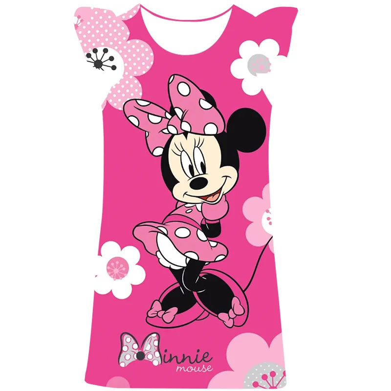 

Disney Minnie Mouse Print 1-10 yrs Baby Girl Birthday Princess Dress Ruffle Sleeveless Summer Pretty Girls Party Birthday Gift