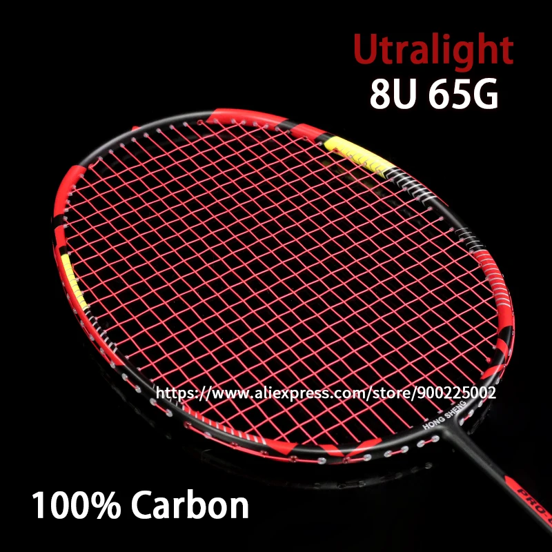 

Super Light 8U Professional Carbon Badminton Racket Strung Carbon Fiber Rackets G4 Max 32LBS Racquet With String Bags Padel