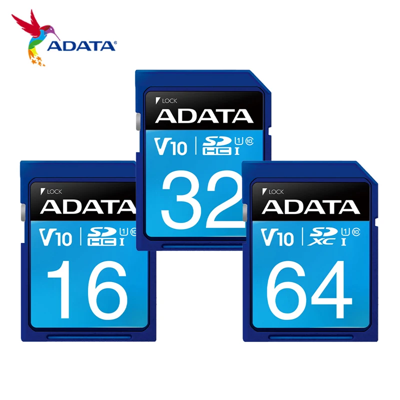 

ADATA Premier SD Card 16GB 32GB SDHC 64GB SDXC Class 10 High Speed Up To 100MB/s Memory Card U1 C10 UHS-I V10 For Digital Camera