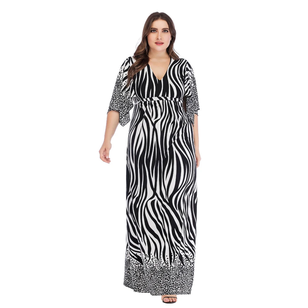 Summer New Large Women's Popular Dress Stripe Print Leopard Pattern Large Swing Dress 
Summer New Large Women's Popular Dress Stripe Print Leopard Pattern Large Swing Dress