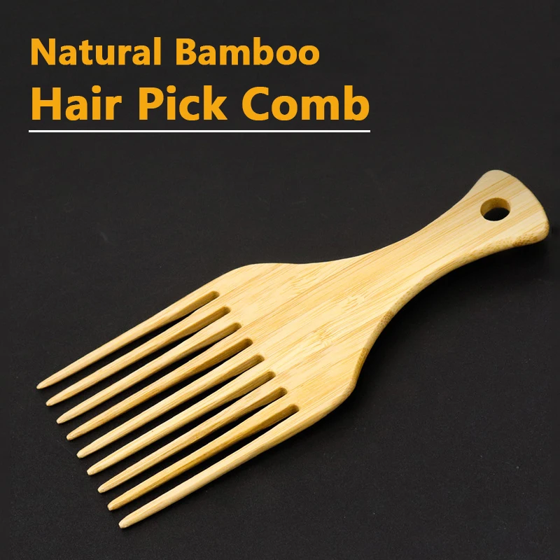

Natural Bamboo Hair Pick Comb For Women Men Scalp Massage Long Tooth Detangling Combs Hair Styling Tool