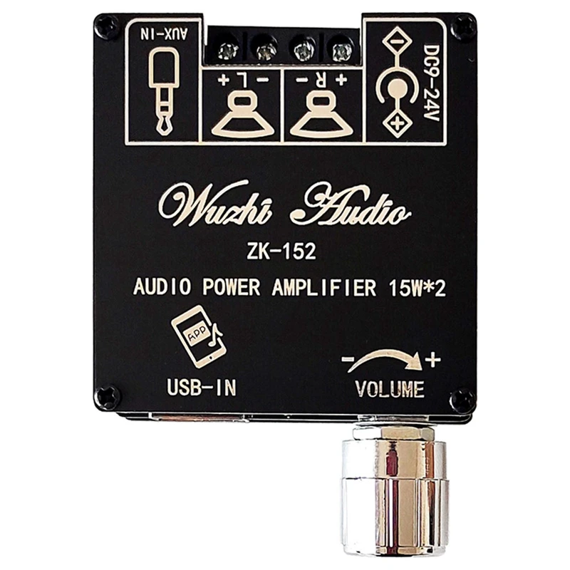 ZK-152 Bluetooth Audio Digital Power Amplifier Board Module 2.0 Stereo Dual Channel 15W+15W Support APP Connection
ZK-152 Bluetooth Audio Digital Power Amplifier Board Module 2.0 Stereo Dual Channel 15W+15W Support APP Connection