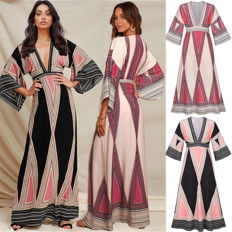 Sexy Deep V-Neck Indian Print Long Dress 2022 New Casual Women Summer Boho Beach Dress Party Vestido Sundress Robes Longue Femme
Sexy Deep V-Neck Indian Print Long Dress 2022 New Casual Women Summer Boho Beach Dress Party Vestido Sundress Robes Longue Femme