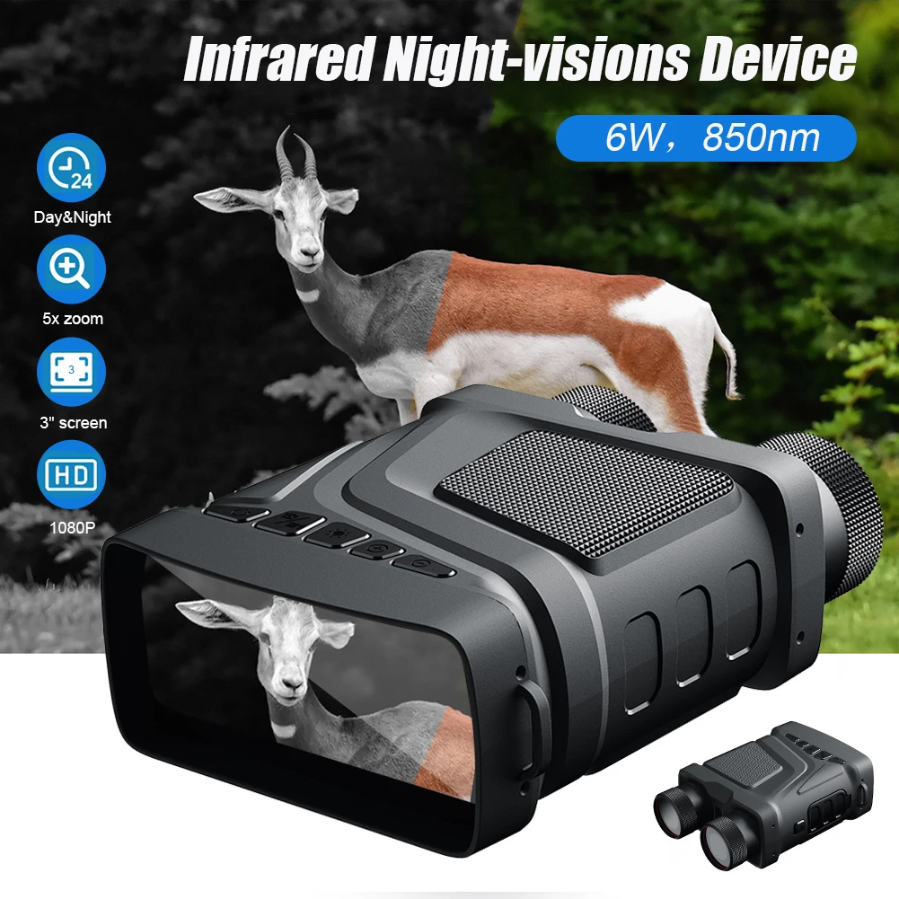 1080P HD Binoculars Night Vision Device 5X Digital Zoom Hunting Telescope With 3" TFT Screen For Outdoor Hunting Scouting
1080P HD Binoculars Night Vision Device 5X Digital Zoom Hunting Telescope With 3" TFT Screen For Outdoor Hunting Scouting