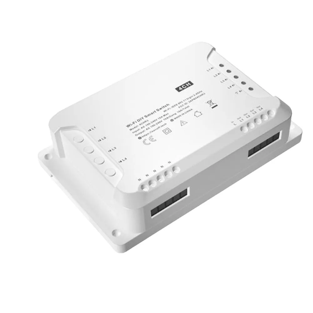 1pc 4 Way Smart Switch For Sonoff 4CH 10A Relay AC100-240V APP Control Accessories Connected Device Controller
1pc 4 Way Smart Switch For Sonoff 4CH 10A Relay AC100-240V APP Control Accessories Connected Device Controller