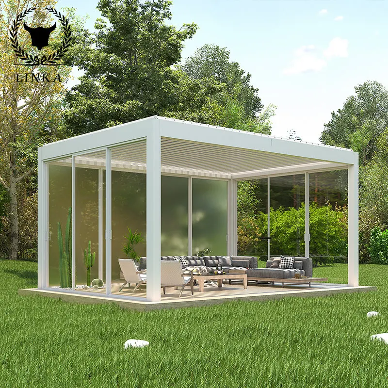 Европейский алюминиевый сплав электрический затвор павильон садовый павильон уличный двор вилла комната с солнечным светом 
Европейский алюминиевый сплав электрический затвор павильон садовый павильон уличный двор вилла комната с солнечным светом