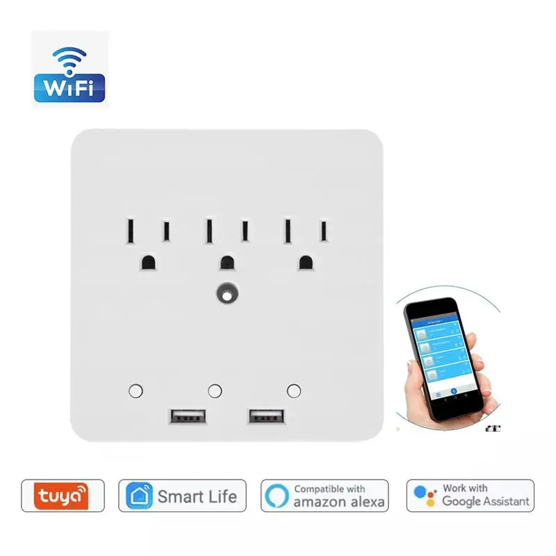 Tuya Wifi Smart US Plug Power Outlet Strip with 3 Outlets 2 USB Ports Home Office Wireless Remote Control Socket Work With Alexa
Tuya Wifi Smart US Plug Power Outlet Strip with 3 Outlets 2 USB Ports Home Office Wireless Remote Control Socket Work With Alexa