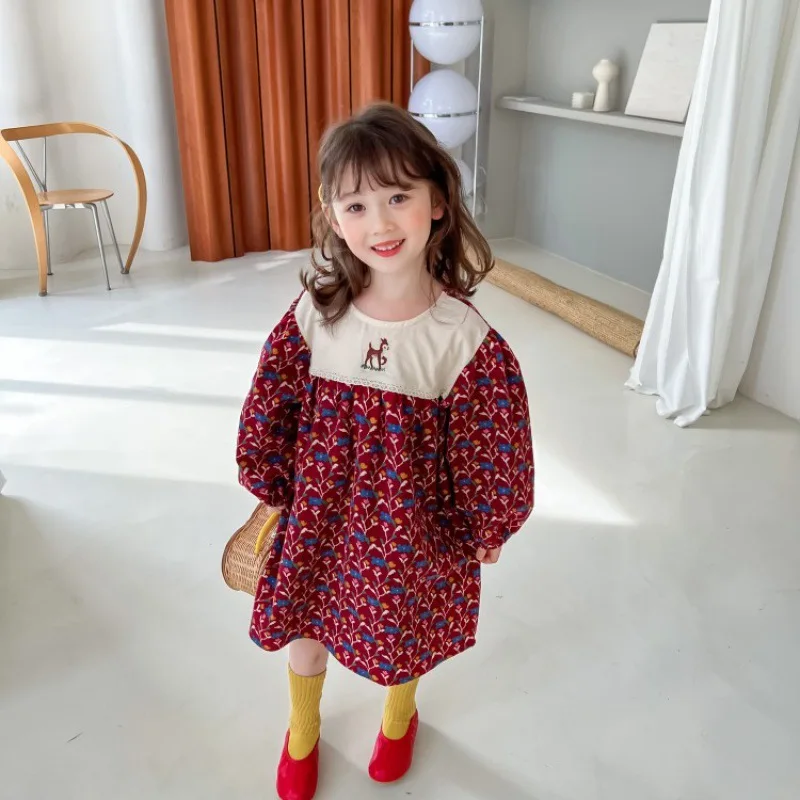 Girl Deer Embroidery Cartoon Dress Children Long Sleeve Floral Printed Dresses Toddlers Princess Autumn Spring Casual Vestidos
Girl Deer Embroidery Cartoon Dress Children Long Sleeve Floral Printed Dresses Toddlers Princess Autumn Spring Casual Vestidos