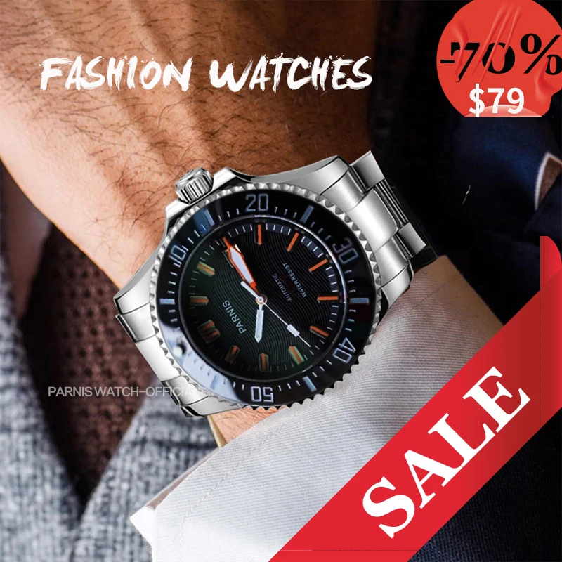 Parnis 44mm Mechanical watch Men Automatic Diver Waterproof 200m Metal Mechanical Watches Sapphire Mirrow Miyota 8215 Movement
Parnis 44mm Mechanical watch Men Automatic Diver Waterproof 200m Metal Mechanical Watches Sapphire Mirrow Miyota 8215 Movement