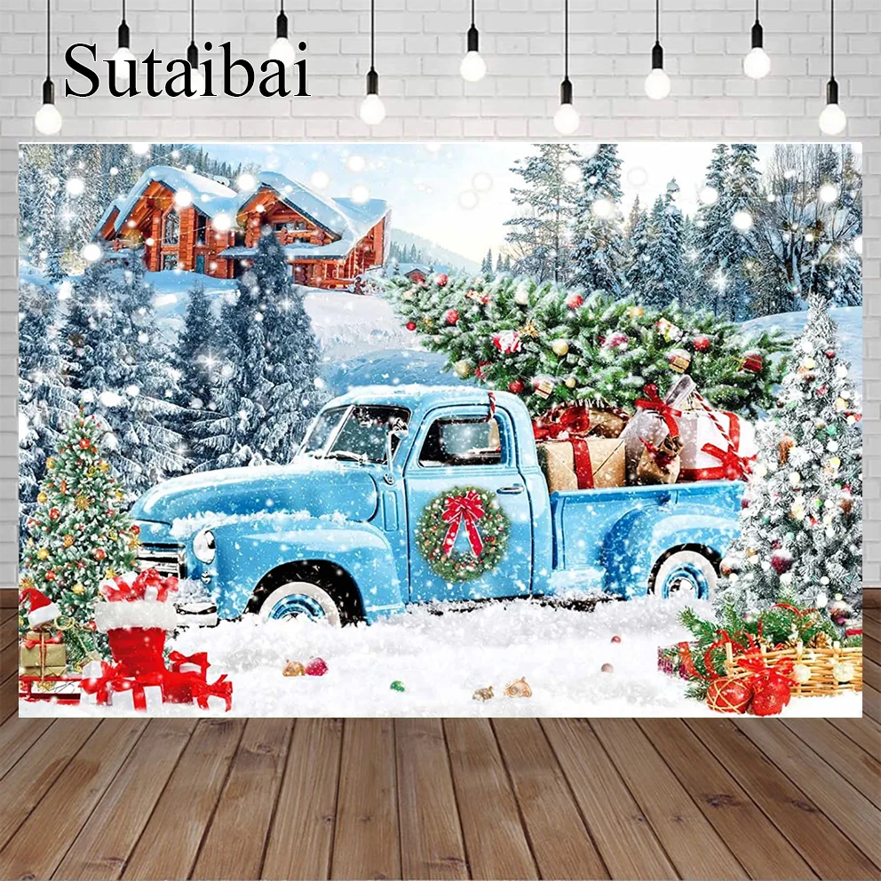 Christmas Blue Truck Backdrop for Photography Winter Snowy Forest Background Vintage Xmas Holiday Family Portrait Photo Booth
Christmas Blue Truck Backdrop for Photography Winter Snowy Forest Background Vintage Xmas Holiday Family Portrait Photo Booth