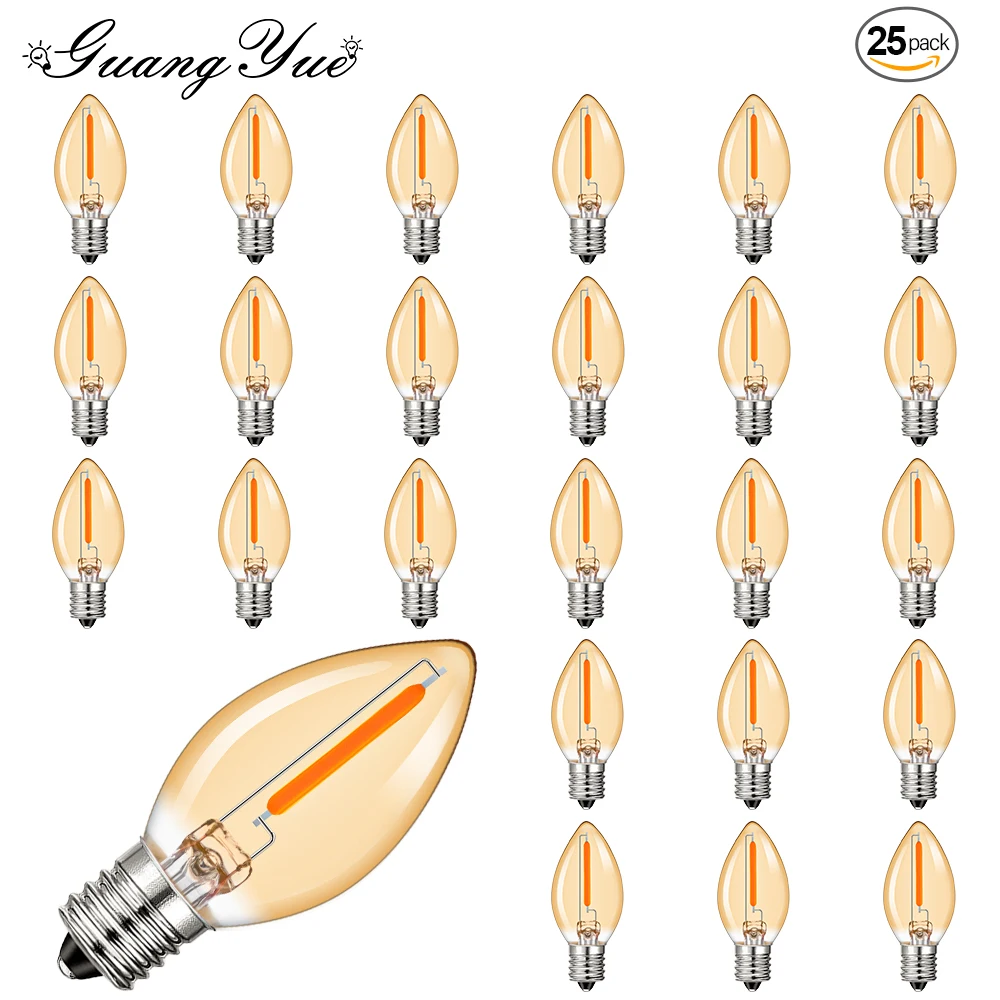25pcs Decorative LED Filament Night Light Bulb Replacements E12 220V 110V C7 0.5W Amber Glow 5w Incandescent for Garland Light
25pcs Decorative LED Filament Night Light Bulb Replacements E12 220V 110V C7 0.5W Amber Glow 5w Incandescent for Garland Light