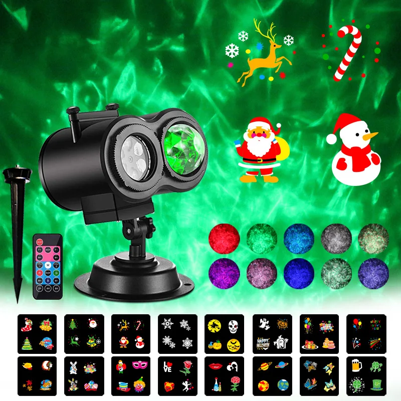 Christmas Projector Lights 2-in-1 Moving Patterns with Ocean Wave LED Landscape Lights IP44 Outdoor Indoor16 Slides 10 Colors
Christmas Projector Lights 2-in-1 Moving Patterns with Ocean Wave LED Landscape Lights IP44 Outdoor Indoor16 Slides 10 Colors