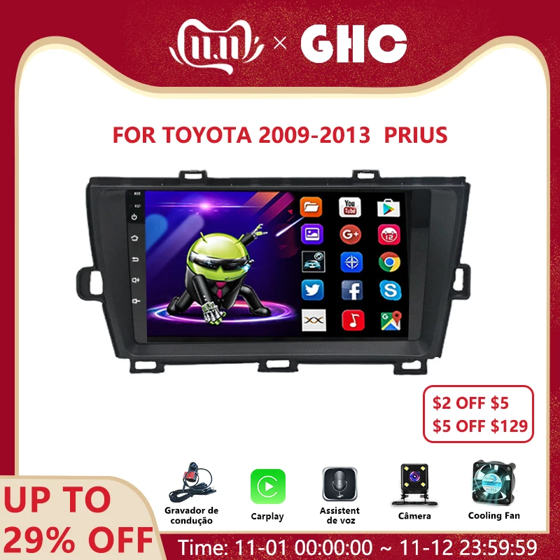 GHC Android Car Player For Toyota Prius 2009-2013 Car Radio Multimedia Video Player GPS Stereo AI Voice Touch Wireless Carplay
GHC Android Car Player For Toyota Prius 2009-2013 Car Radio Multimedia Video Player GPS Stereo AI Voice Touch Wireless Carplay