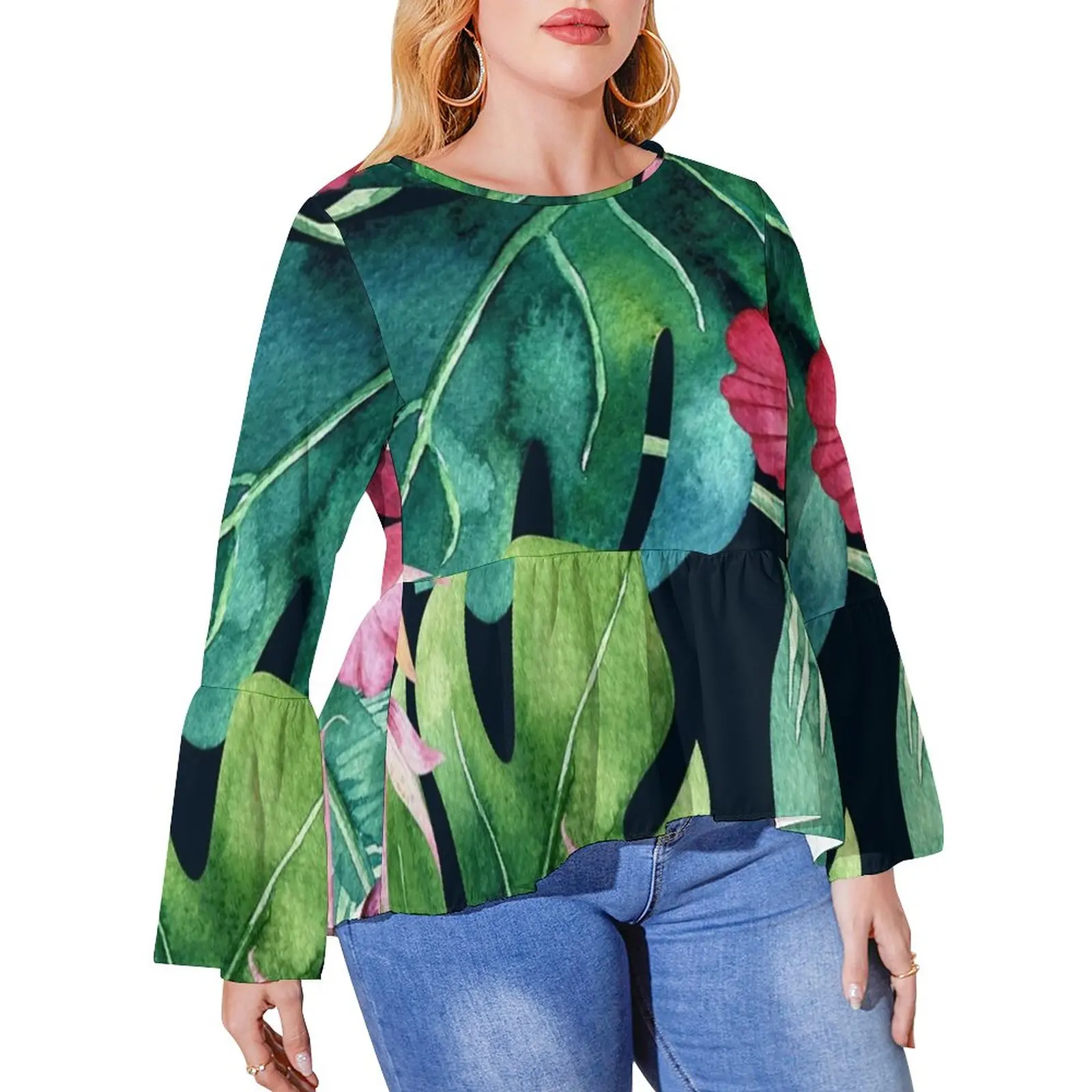 Dark Tropical T-Shirt Hibiscus Leaves Street Style Long-Sleeve T-Shirts Pattern Trendy Tee Shirt Female Summer Tees Plus Size
Dark Tropical T-Shirt Hibiscus Leaves Street Style Long-Sleeve T-Shirts Pattern Trendy Tee Shirt Female Summer Tees Plus Size