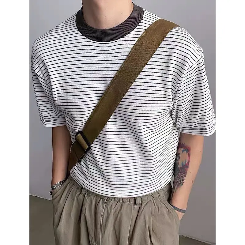 2022 Summer High Quality New Men's Short-sleeve T-shirts for Male T-shirt Striped Round-collar Cotton T Shirts Man Tops Tees C26
2022 Summer High Quality New Men's Short-sleeve T-shirts for Male T-shirt Striped Round-collar Cotton T Shirts Man Tops Tees C26