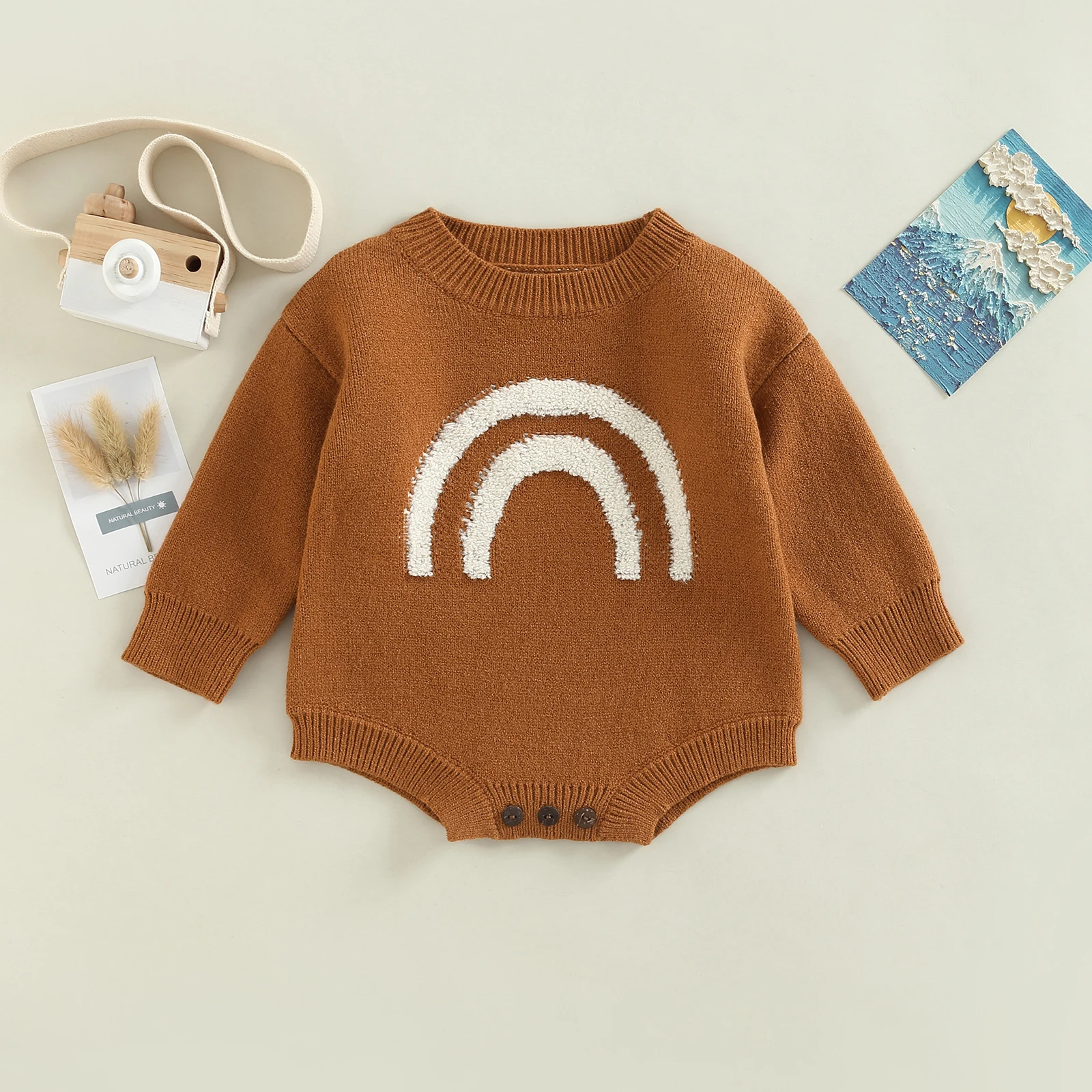 Вязаный свитер для малышей, комбинезоны с радужным рисунком, Свободный комбинезон с круглым вырезом и длинным рукавом для новорожденных де...
Вязаный свитер для малышей, комбинезоны с радужным рисунком, Свободный комбинезон с круглым вырезом и длинным рукавом для новорожденных де...