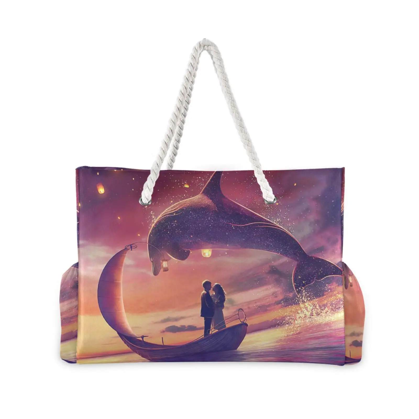 Brand Women's Tote Bag Shoulder Bags Large Capacity Beach Bag Female Handbag Delfines saltando al atardecer Nylon Shopping Bag
Brand Women's Tote Bag Shoulder Bags Large Capacity Beach Bag Female Handbag Delfines saltando al atardecer Nylon Shopping Bag