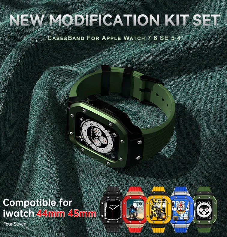 Luxury Modification Kit for Apple Watch Case Band 45mm 44mm Frame Bezel Rubber Strap Accessories for IWatch Series 7 6 SE 5 4
Luxury Modification Kit for Apple Watch Case Band 45mm 44mm Frame Bezel Rubber Strap Accessories for IWatch Series 7 6 SE 5 4