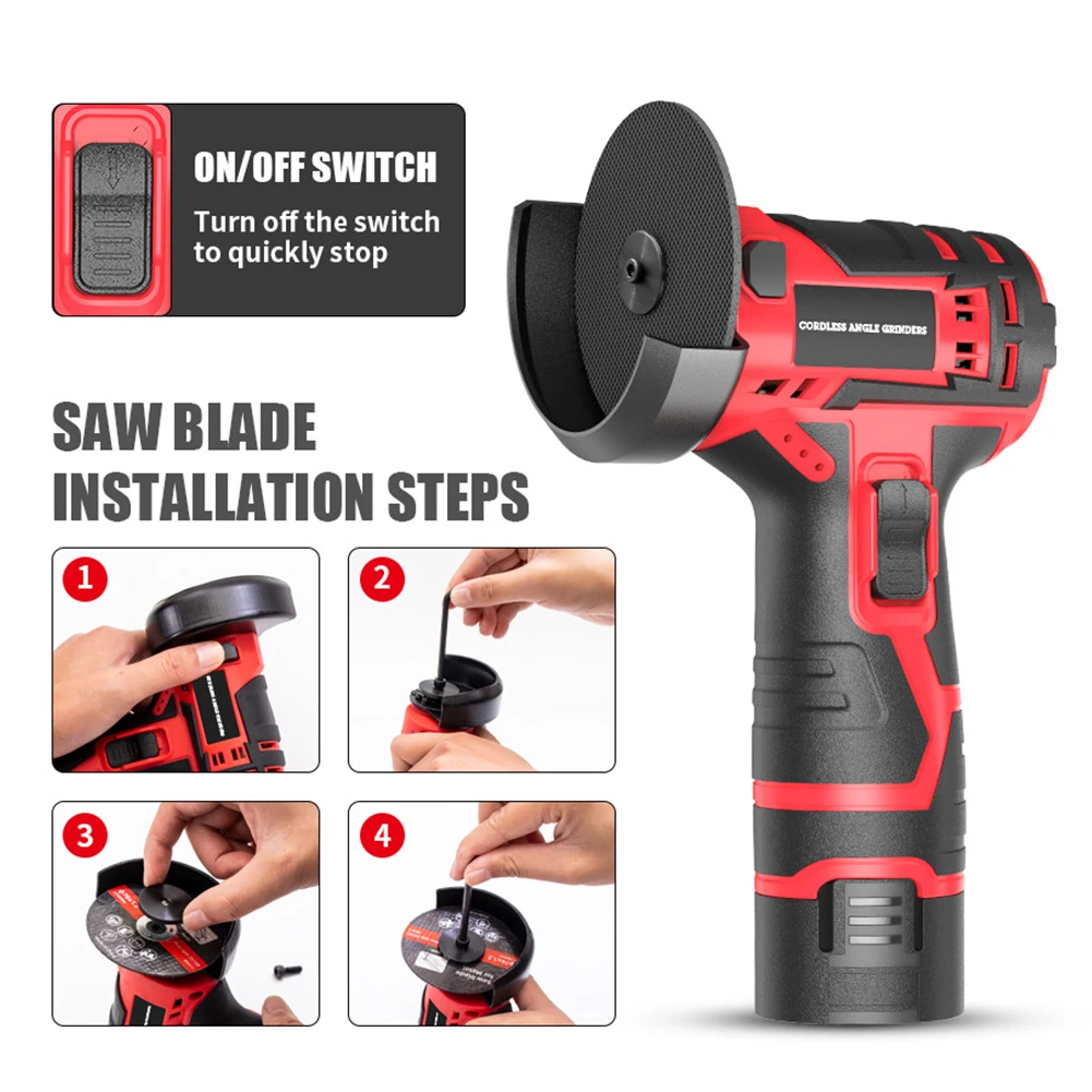 12V Electric Brushless Angle Grinder DIY Household Cutting Disc Hand Tools 12000 RPM Cordless Polishing Machine Cutting Grinder
12V Electric Brushless Angle Grinder DIY Household Cutting Disc Hand Tools 12000 RPM Cordless Polishing Machine Cutting Grinder