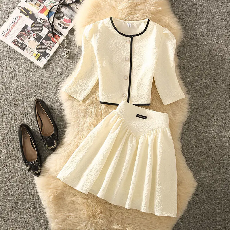 Women 2022 Summer New French Suits Female Round Neck Solid Color Coats and High Waist Mini Skirts Ladies Two-piece Sets S183
Women 2022 Summer New French Suits Female Round Neck Solid Color Coats and High Waist Mini Skirts Ladies Two-piece Sets S183