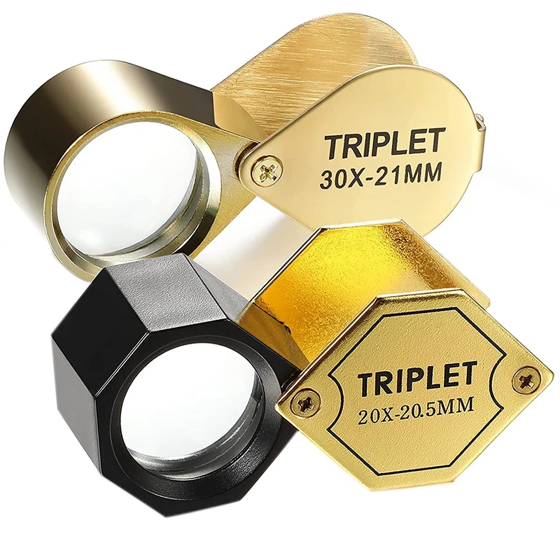 

2 Pcs 30X 21Mm 20X 20.5 Mm Glass Jeweler Loupe Eye Magnifier Metal Body Jewelers Eye Magnifying Glass Magnifier, Golden