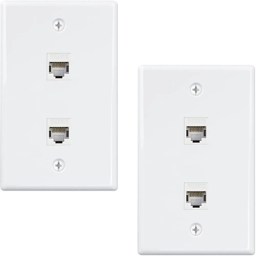 2 Pack 2 Port Ethernet Wall Plate, Cat6 Female to Female Wall RJ45 Inline Coupler Wall Outlet, White
2 Pack 2 Port Ethernet Wall Plate, Cat6 Female to Female Wall RJ45 Inline Coupler Wall Outlet, White