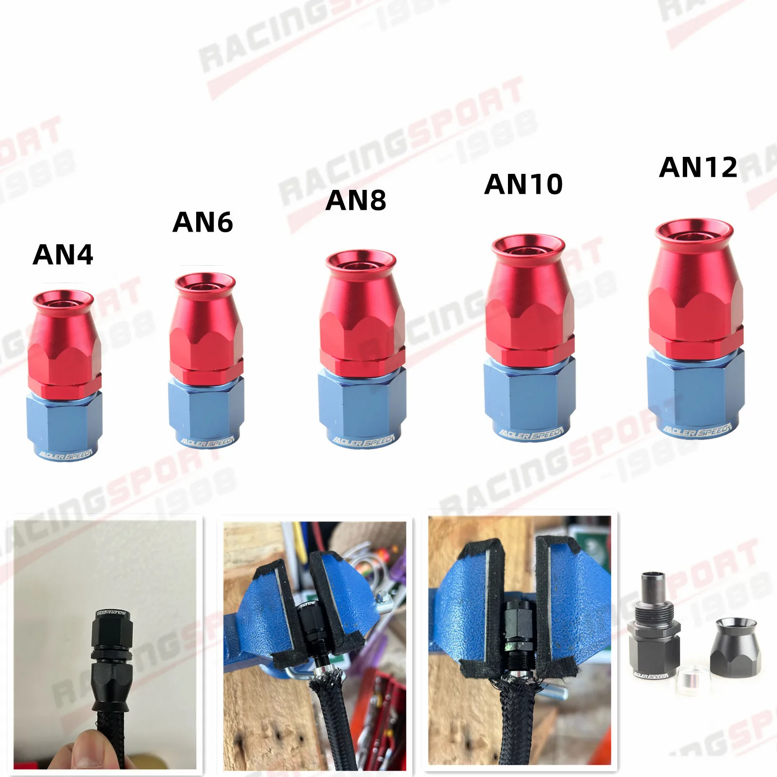 Для поворотного фитинга шланга из ПТФЭ для топливной линии AN4/6/8/10/12, прямой фитинг 0 °, адаптер красно-синий 
Для поворотного фитинга шланга из ПТФЭ для топливной линии AN4/6/8/10/12, прямой фитинг 0 °, адаптер красно-синий