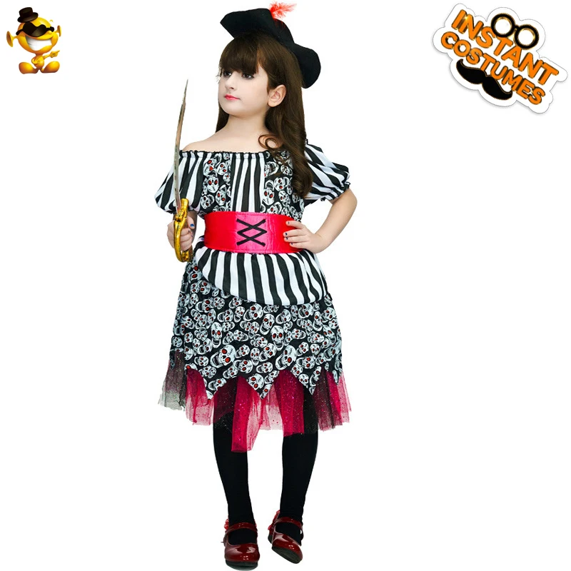 Girl Pirate Costumes Halloween Role Play Party Cosplay Skeleton Pirates Fancy Dress for Kids 
Girl Pirate Costumes Halloween Role Play Party Cosplay Skeleton Pirates Fancy Dress for Kids