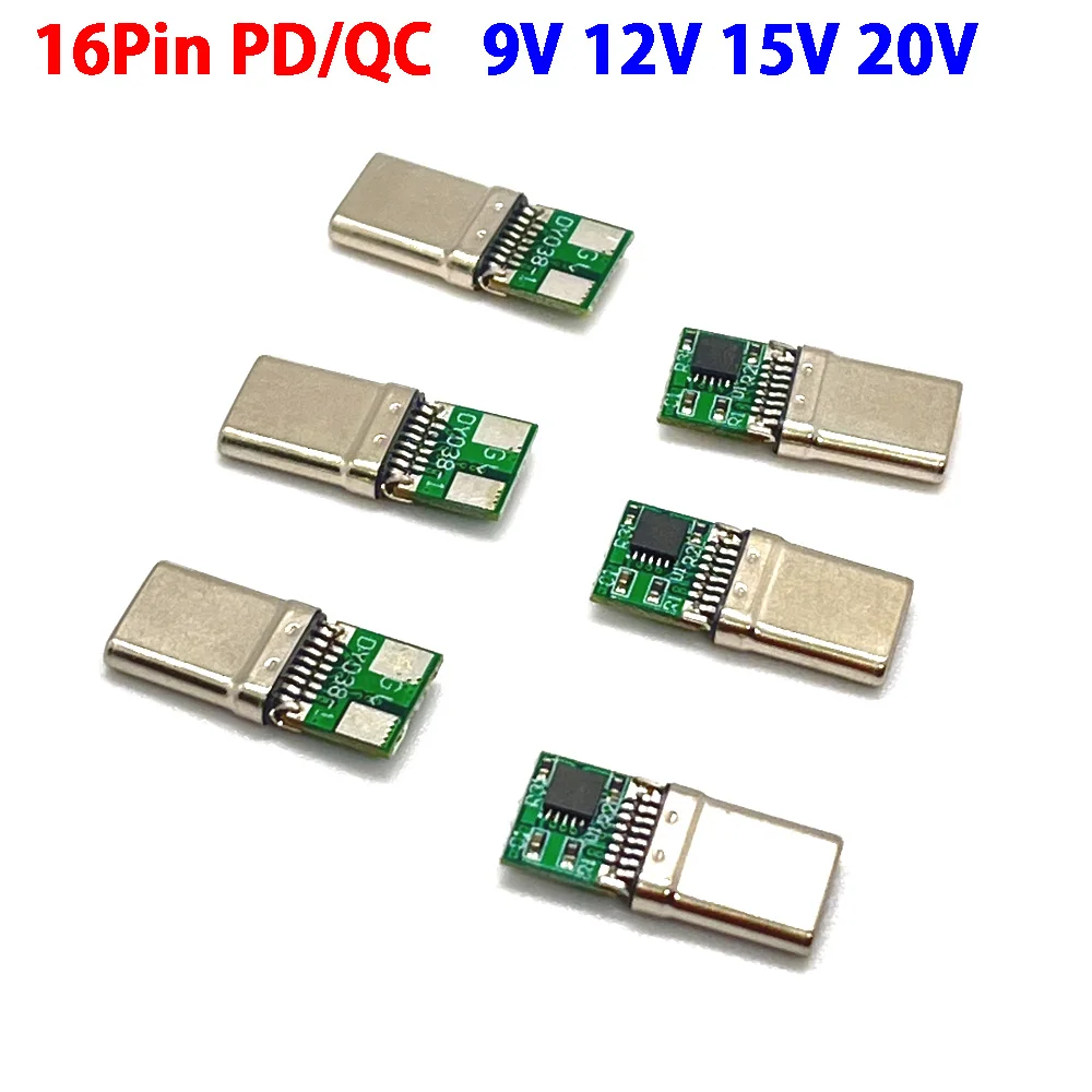 1PCS USB Type-C PD/QC Male Plug Decoy Board Fast Charge PCB 9V 12V 15V 20V module PD 2 3.0 DC trigger cable QC4 charge connector 
1PCS USB Type-C PD/QC Male Plug Decoy Board Fast Charge PCB 9V 12V 15V 20V module PD 2 3.0 DC trigger cable QC4 charge connector