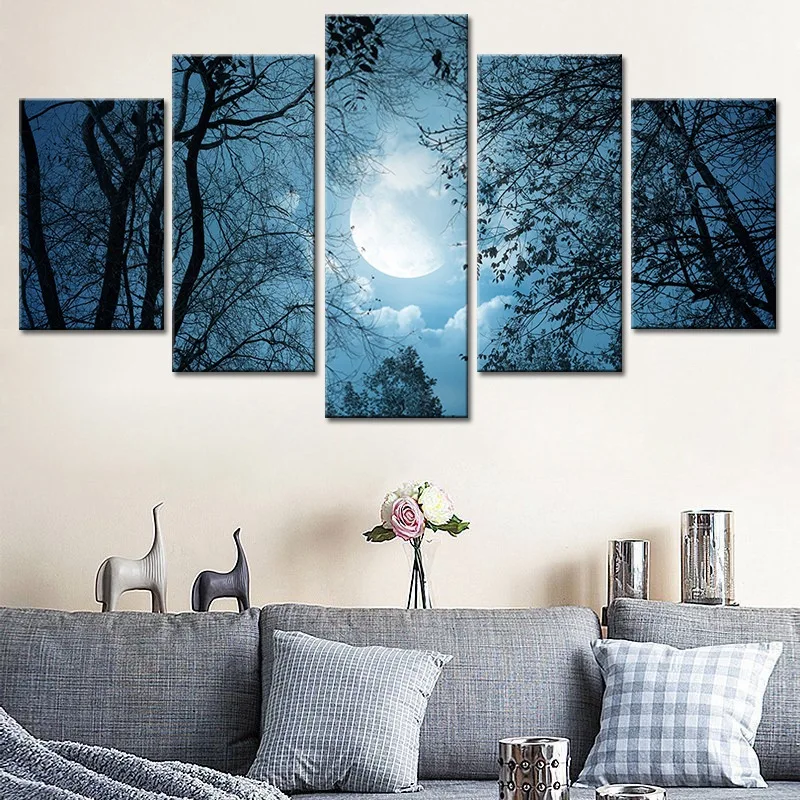 Custom Home Decor Canvas Paintings Big Tree Pentatych in the Moonlight Living Room Bedroom Hanging Paintings
Custom Home Decor Canvas Paintings Big Tree Pentatych in the Moonlight Living Room Bedroom Hanging Paintings