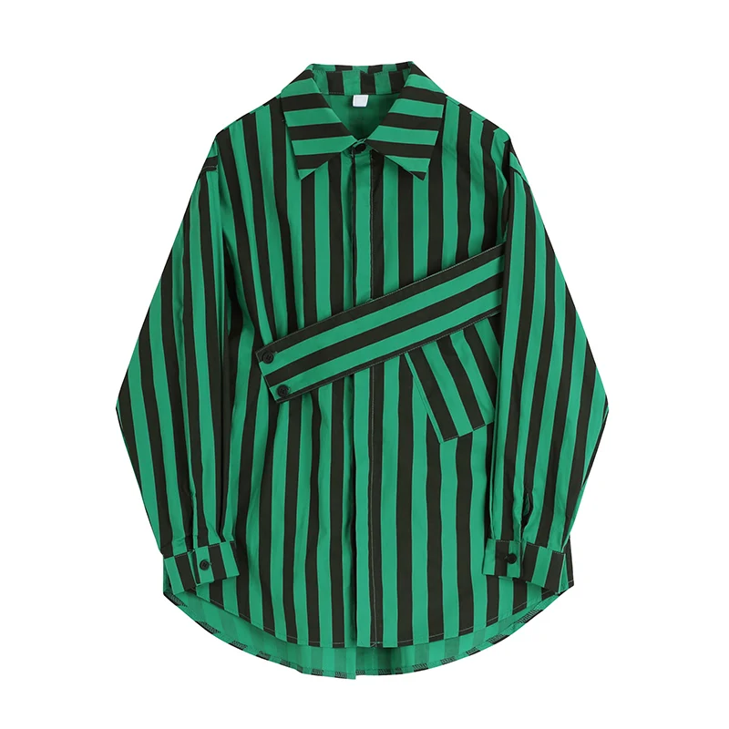 SuperAen Green Striped Shirts Women's Spring 2022 Turn Down Collar Full Casual Loose Irregular Tops
SuperAen Green Striped Shirts Women's Spring 2022 Turn Down Collar Full Casual Loose Irregular Tops