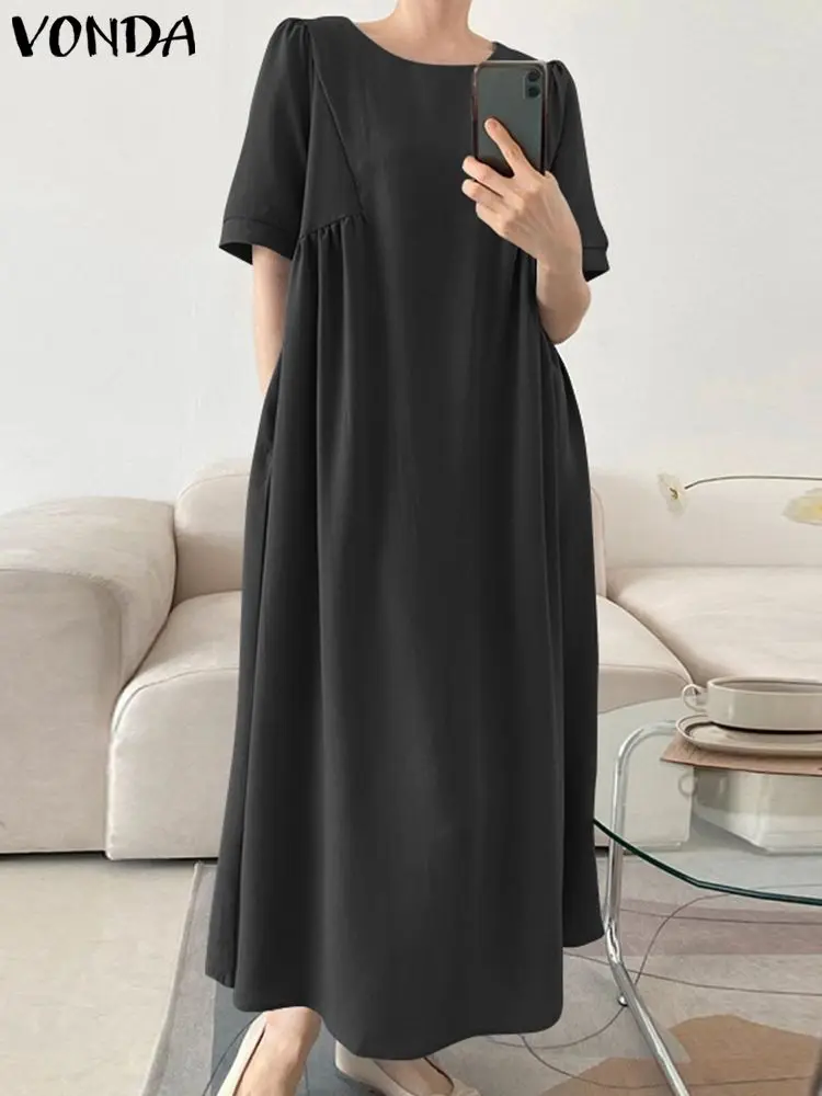 Summer Sundress Fashion VONDA 2022 Women Vintage Casual Dress Short Sleeve Party Dress Femininas Midi Loose Robe Femme
Summer Sundress Fashion VONDA 2022 Women Vintage Casual Dress Short Sleeve Party Dress Femininas Midi Loose Robe Femme