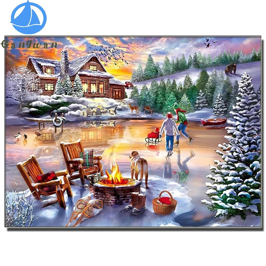 DIY Diamond Embroidery snow House Picture Rhinestone Cross Stitch New Diamond Painting Winter Landscape Mosaic Lake Wall Decor
DIY Diamond Embroidery snow House Picture Rhinestone Cross Stitch New Diamond Painting Winter Landscape Mosaic Lake Wall Decor
