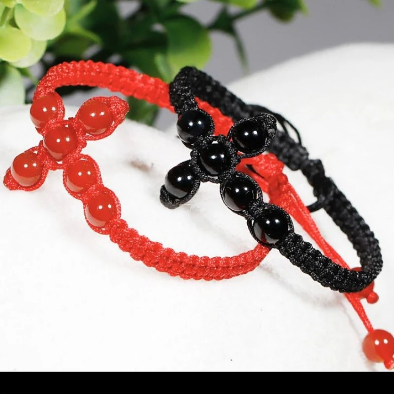 Hand-Woven Black Agate Red Rope Bracelet Fate Year Good Luck Male Female Student Phone Lanyard Couple Gift Beaded Cross Necklace
Hand-Woven Black Agate Red Rope Bracelet Fate Year Good Luck Male Female Student Phone Lanyard Couple Gift Beaded Cross Necklace