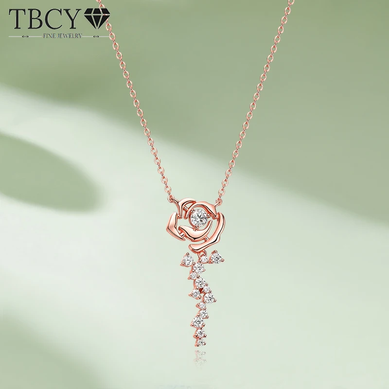 

TBCYD 0.56ct D Color VVS1 Moissanite Necklace Pendant For Women 925 Sterling Silver Rosegold Diamond Neck Jewerly Romantic Gift