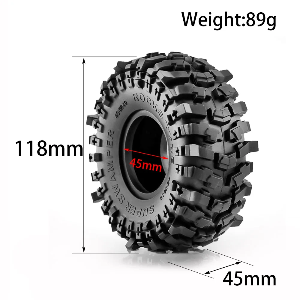 4 шт. 118*45 мм 1 9 дюйма резиновые шины для колес 1:10 RC Rock Crawler Axial SCX10 II 90046 AXI03007 TRX-4 RBX10 |