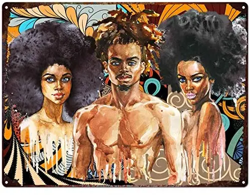 African American King and Queen Tin Sign, Afro Black Girl Artwork Black Woman and Man Metal Sign
African American King and Queen Tin Sign, Afro Black Girl Artwork Black Woman and Man Metal Sign