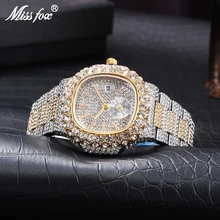 MISSFOX Watch For Men Luxury 18k Gold Stainless Steel Waterproof Male Quartz Reloj Fashion Bling Luminous Mens Wrist Watches