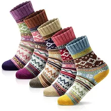 Womens Socks Winter Wool Socks Cozy Knit Warm Winter Socks for Mountain Climbing,Skiing,Christmas GiftsArtistic Style