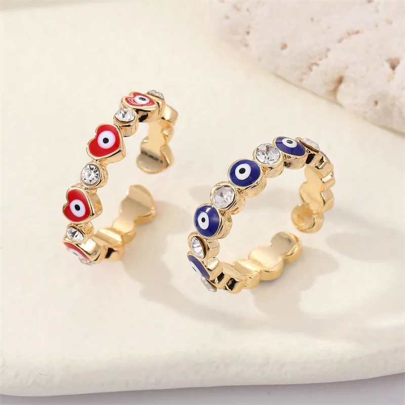 Vintage Rhinestone Evil Eye Ring Peach Heart Turkish Devil's Eye Zircon Opening Rings for Women Gothic Jewelry Bling Anillos
Vintage Rhinestone Evil Eye Ring Peach Heart Turkish Devil's Eye Zircon Opening Rings for Women Gothic Jewelry Bling Anillos