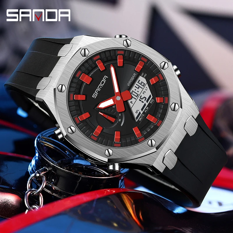 SANDA 3309 Fashion Men Watches Dual Display Digital Quartz Wristwatches 50m Waterproof Sports Military Watch Relogio Masculino
SANDA 3309 Fashion Men Watches Dual Display Digital Quartz Wristwatches 50m Waterproof Sports Military Watch Relogio Masculino