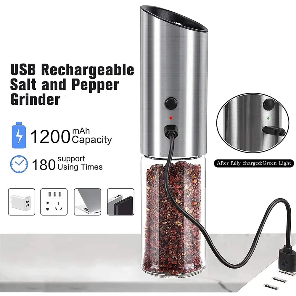 Automatic Salt Pepper Grinder USB Electric Spice Mill Adjustable Coarseness Kitchen Tools Grinding For Cooking
Automatic Salt Pepper Grinder USB Electric Spice Mill Adjustable Coarseness Kitchen Tools Grinding For Cooking