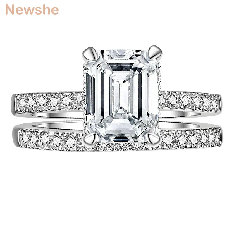 Newshe 3.4 Ct Emerald Cut Simulated Diamond Engagement Rings AAAAA CZ Genuine 925 Sterling Silver Wedding Bridal Set For Women
Newshe 3.4 Ct Emerald Cut Simulated Diamond Engagement Rings AAAAA CZ Genuine 925 Sterling Silver Wedding Bridal Set For Women